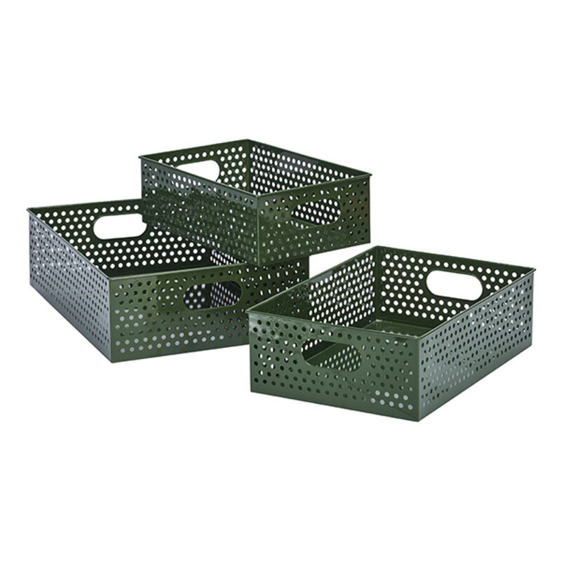 Madam Stoltz-collectie Metalen opbergdozen Donkergroen