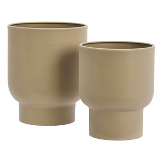 Madam Stoltz Metalen bloempotten Mat beige