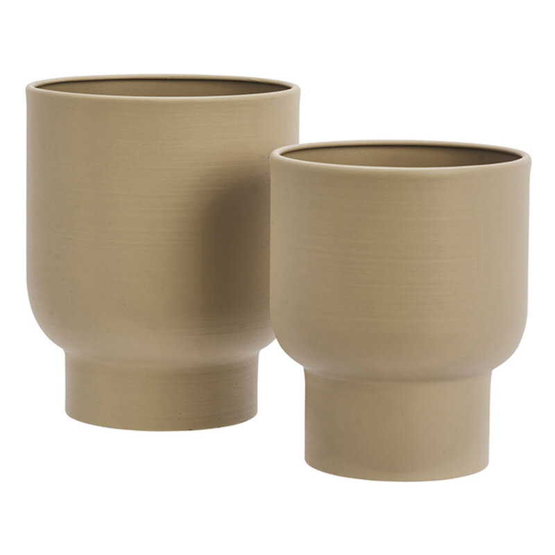 Madam Stoltz-collectie Iron flower pots Matt beige