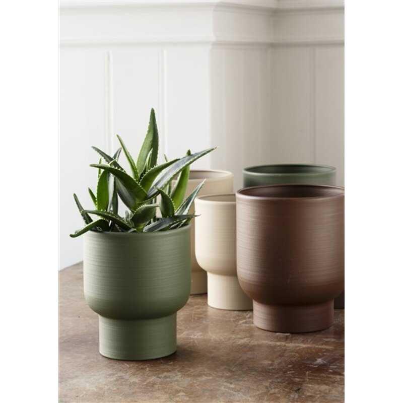 Madam Stoltz-collectie Iron flower pots Matt beige