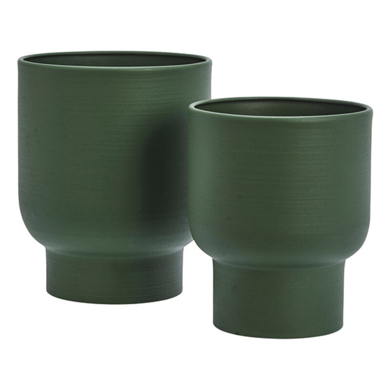 Madam Stoltz-collectie Iron flower pots Matt green