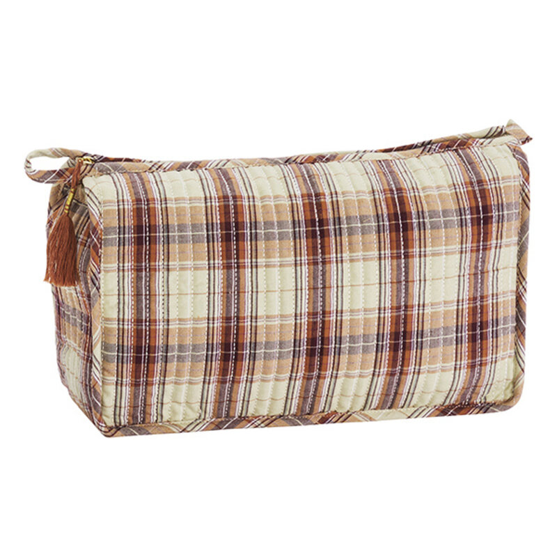 Madam Stoltz-collectie Gewatteerde katoenen toilettas Beige, pumpkin spice  bruin