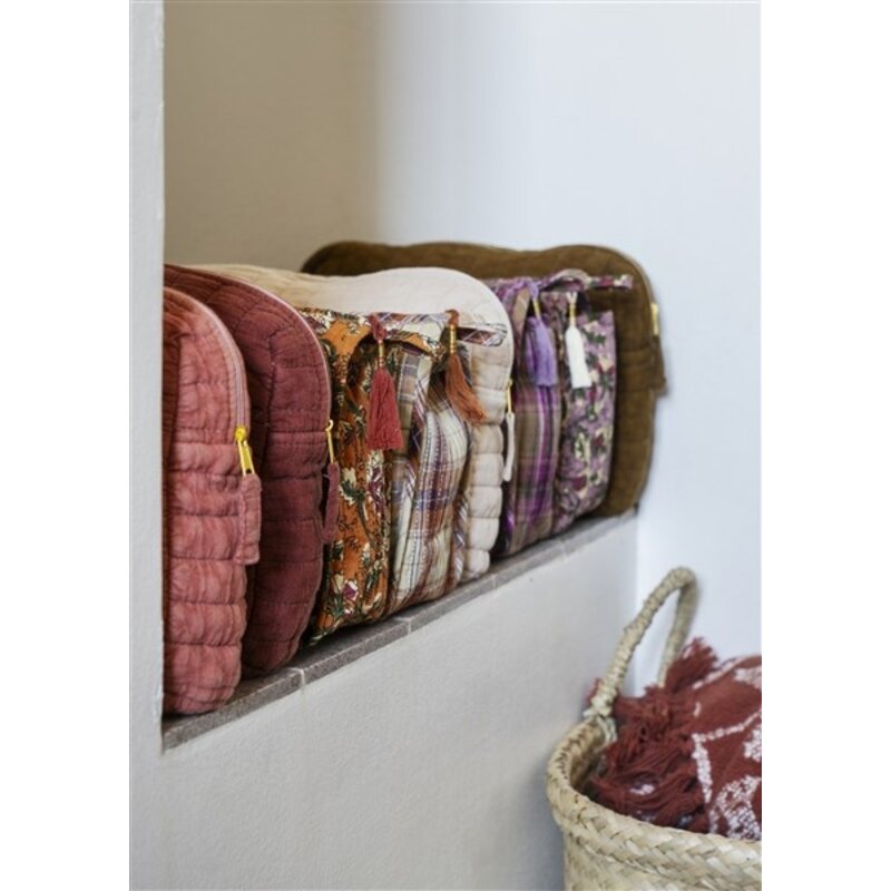 Madam Stoltz-collectie Gewatteerde katoenen toilettas Beige, pumpkin spice  bruin