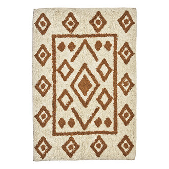 Madam Stoltz Tufted cotton bath mat Off white  mustard