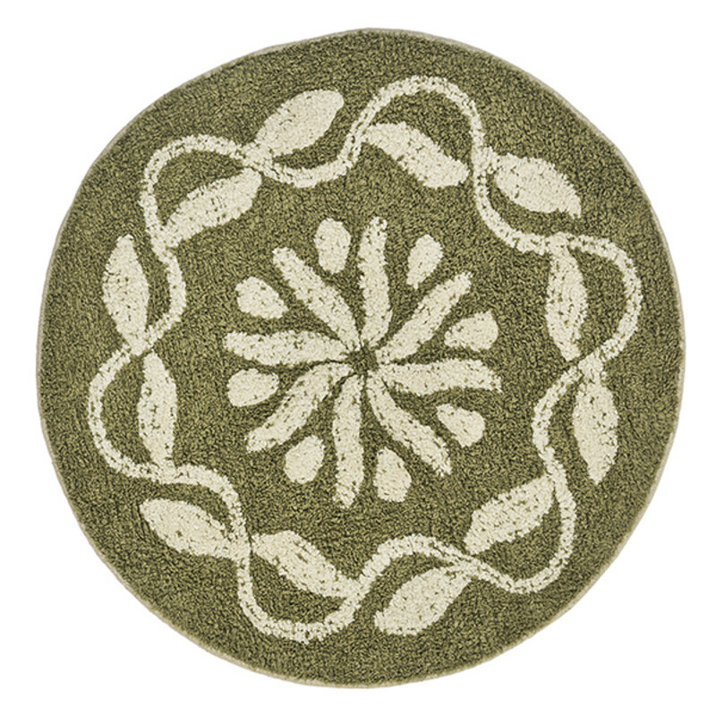 Madam Stoltz-collectie Round tufted bath mat Khaki, off white