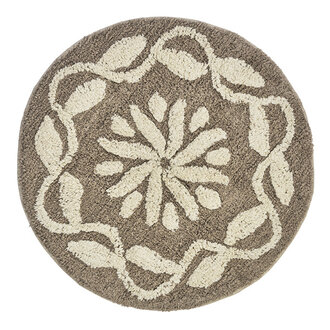 Madam Stoltz Ronde getufte badmat Greige, off white