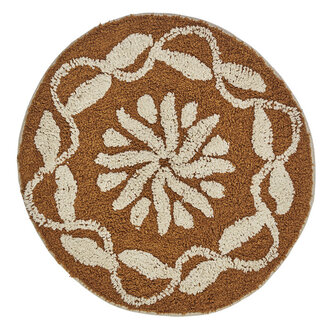 Madam Stoltz Ronde getufte badmat Mosterd, off white
