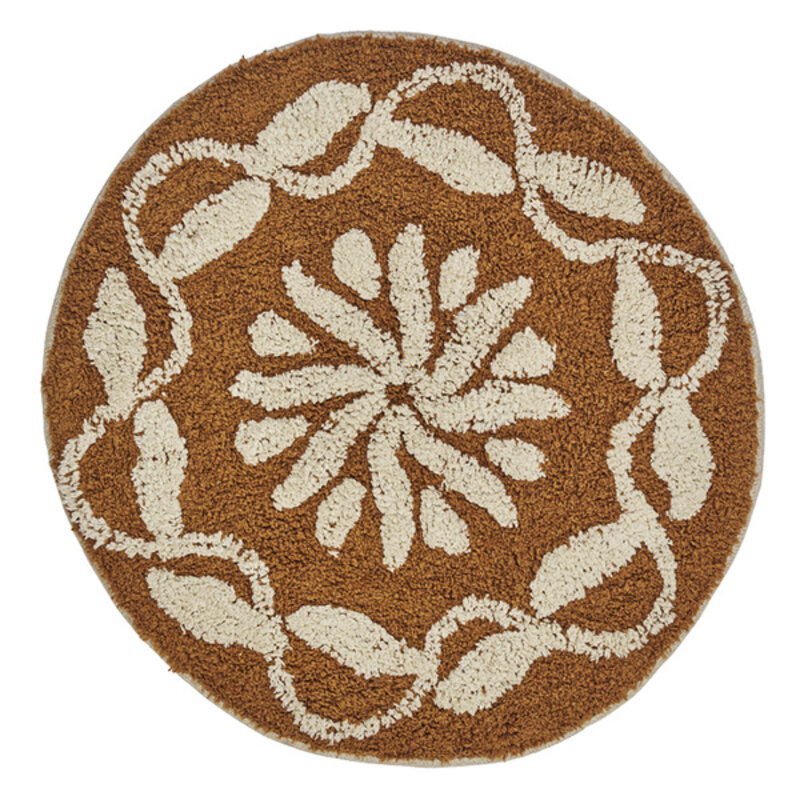 Madam Stoltz-collectie Round tufted bath mat Mustard, off white