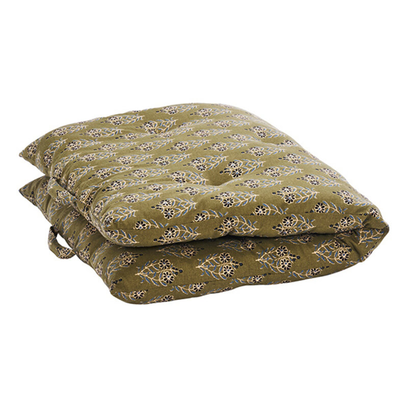 Madam Stoltz-collectie Bedrukt katoenen matras Olijfgroen, nude, blauw, zwart