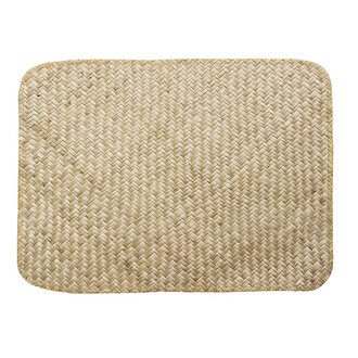 Madam Stoltz Rechthoekige placemat van zeegras Naturel, goud Madam Stoltz Rechthoekige placemat van zeegras Naturel, goud