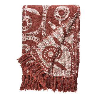 Madam Stoltz Reversible recycled cotton throw Rust  off white
