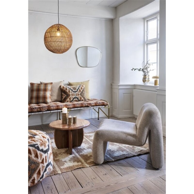 Madam Stoltz-collectie Handgeweven wollen poef Dusty blue, off white, burnt orange, sand