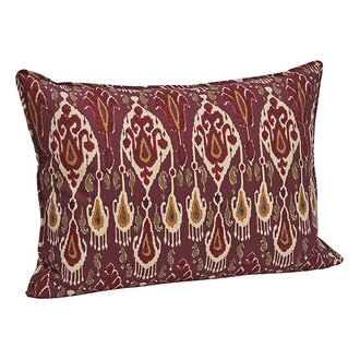 Madam Stoltz Printed cushion cover Fig  sand  honey  syrah  greige