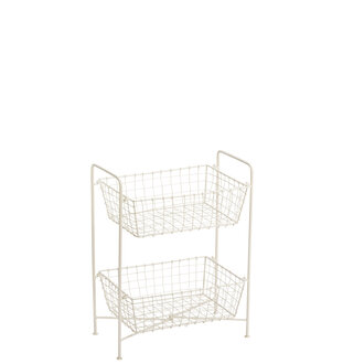 Madam Stoltz Iron rack w/ baskets Cream