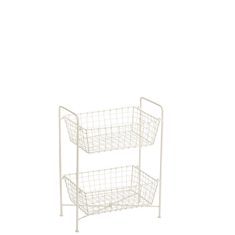 Madam Stoltz-collectie Iron rack w/ baskets Cream