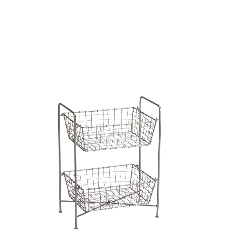 Madam Stoltz-collectie Metalen rek met 2 manden zilver