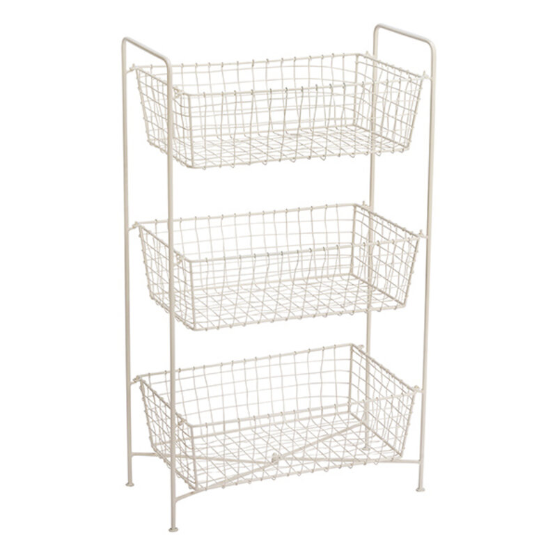 Madam Stoltz-collectie Iron rack w/ baskets Cream