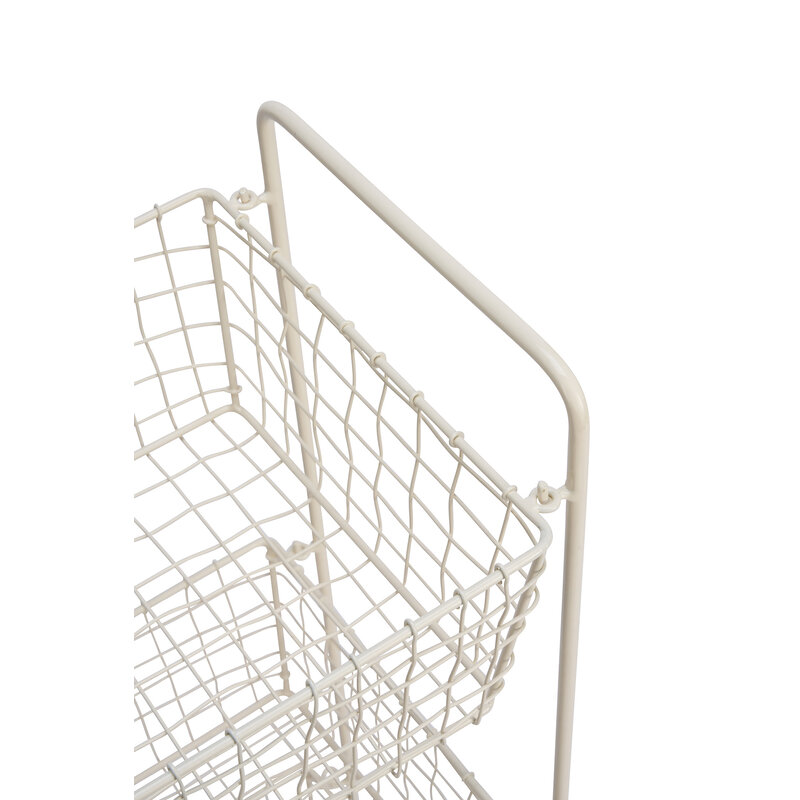 Madam Stoltz-collectie Iron rack w/ baskets Cream