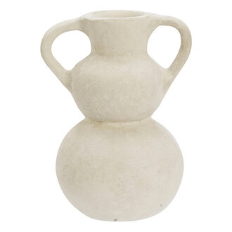 Madam Stoltz Paper mache vase Natural white