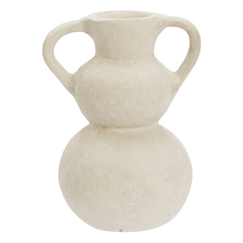 Madam Stoltz-collectie Papier-maché vaas Naturel wit D:12x16 cm