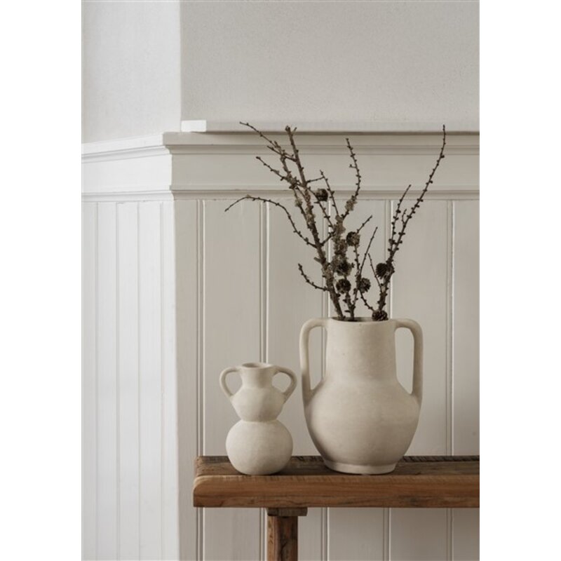 Madam Stoltz-collectie Paper mache vase Natural white