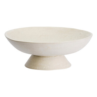 Madam Stoltz Paper mache pedestal bowl Natural white