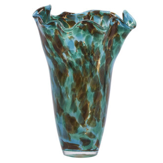 Madam Stoltz Glazen vaas Groen, bruin, blauw