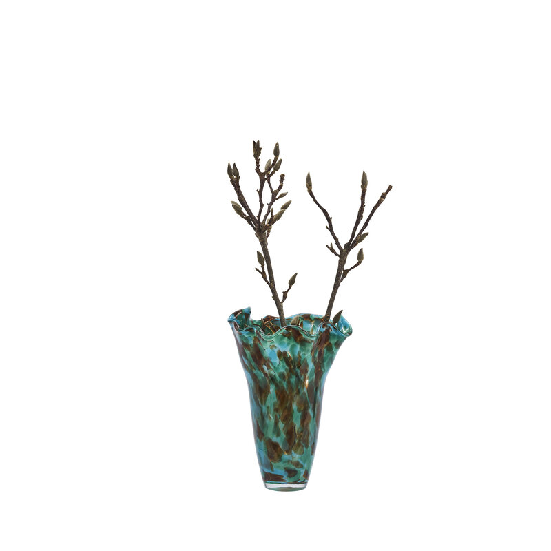 Madam Stoltz-collectie Glazen vaas Groen, bruin, blauw