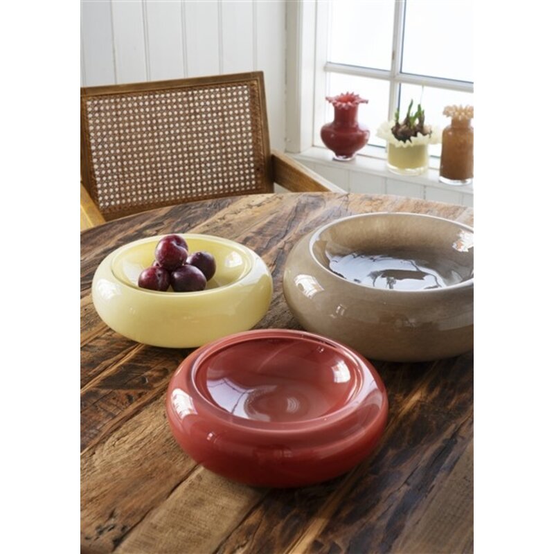 Madam Stoltz-collectie Glass bowl Taupe