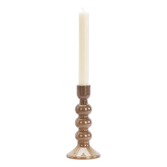 Madam Stoltz Glass candle holder Taupe