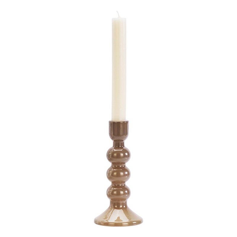 Madam Stoltz-collectie Glazen kandelaar Taupe