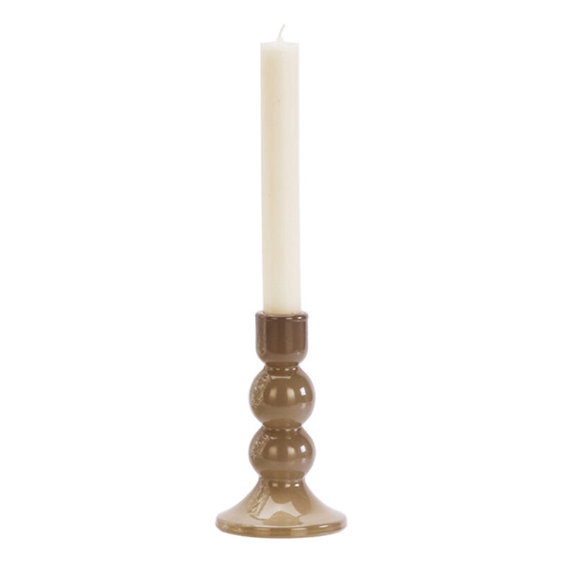 Madam Stoltz-collectie Glass candle holder Taupe