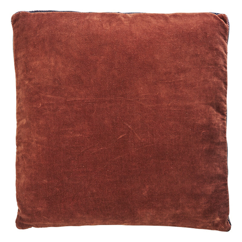 Madam Stoltz-collectie Katoenen fluwelen stoel matraskussen Burnt red, zwart