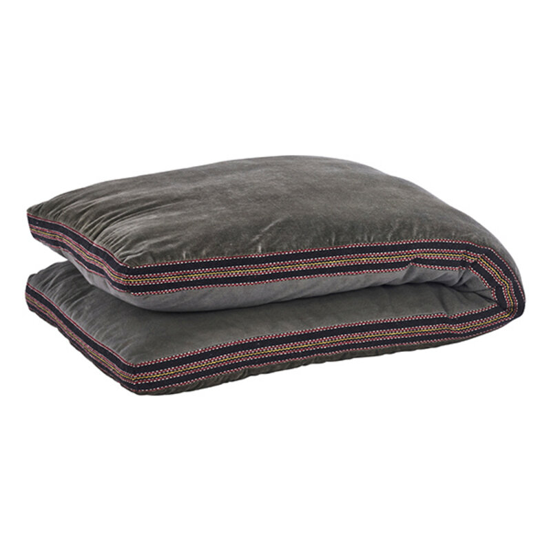 Madam Stoltz-collectie Cotton velvet mattress Dusty green, black