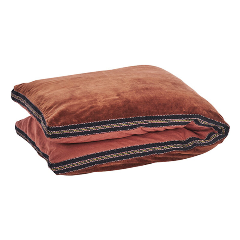 Madam Stoltz-collectie Cotton velvet mattress Burnt red, black