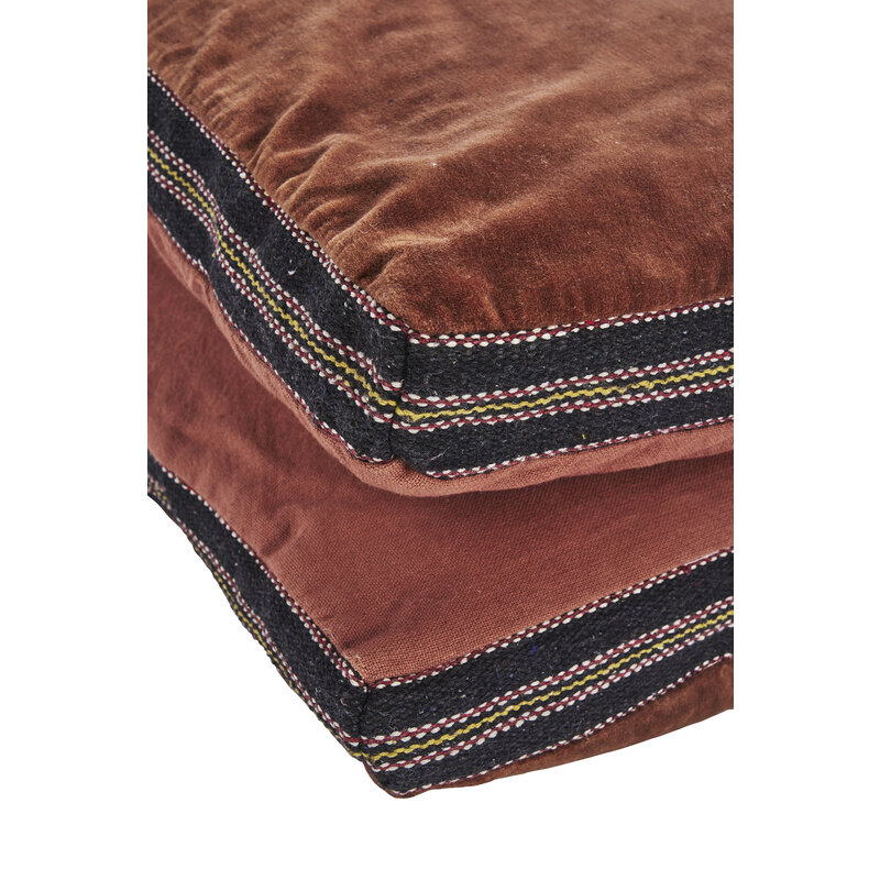 Madam Stoltz-collectie Cotton velvet mattress Burnt red, black