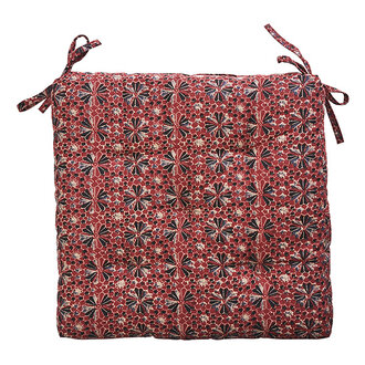 Madam Stoltz Bedrukte katoenen stoelkussen Syrah, zwart, antraciet, beige