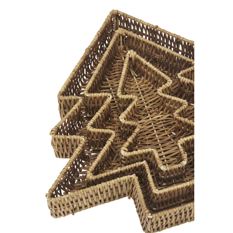 Madam Stoltz-collectie Rotan kerstboomschalen Naturel - set van 3