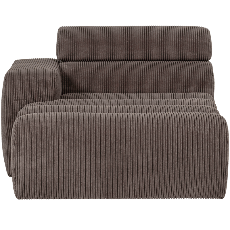 WOOOD-collectie NOVI CHAISE LONGUE ELEMENT ARM LINKS RIBSTOF GRIJSBRUIN
