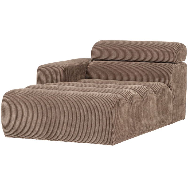 WOOOD-collectie Novi Chaise Longue Element Arm Links Ribstof Taupe