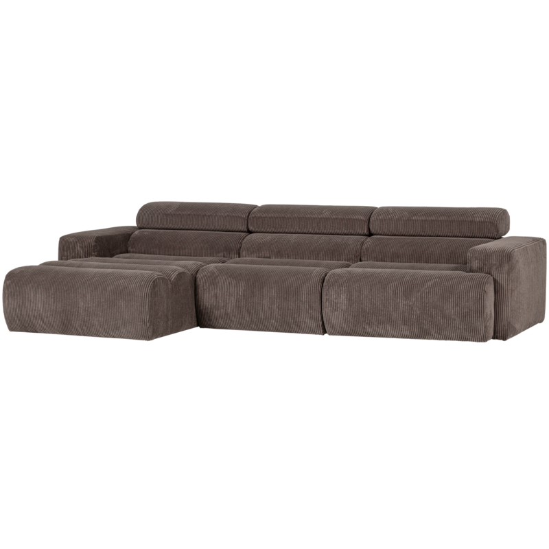 WOOOD-collectie Novi Chaise Longue Bank Links Ribstof Grijsbruin