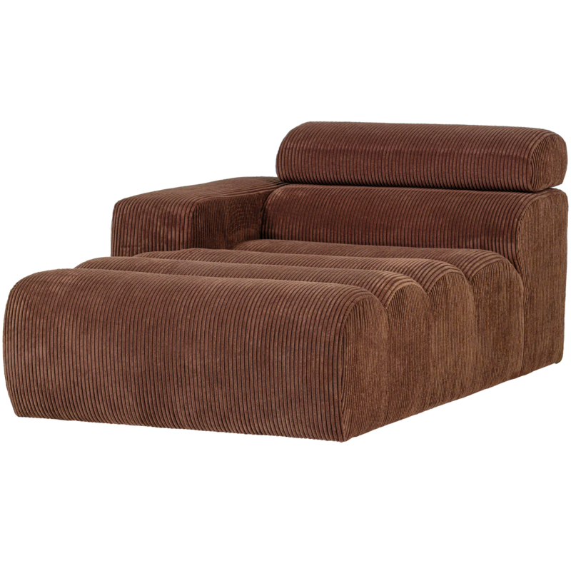 WOOOD-collectie Novi Chaise Longue Element Arm Links Ribstof Terra