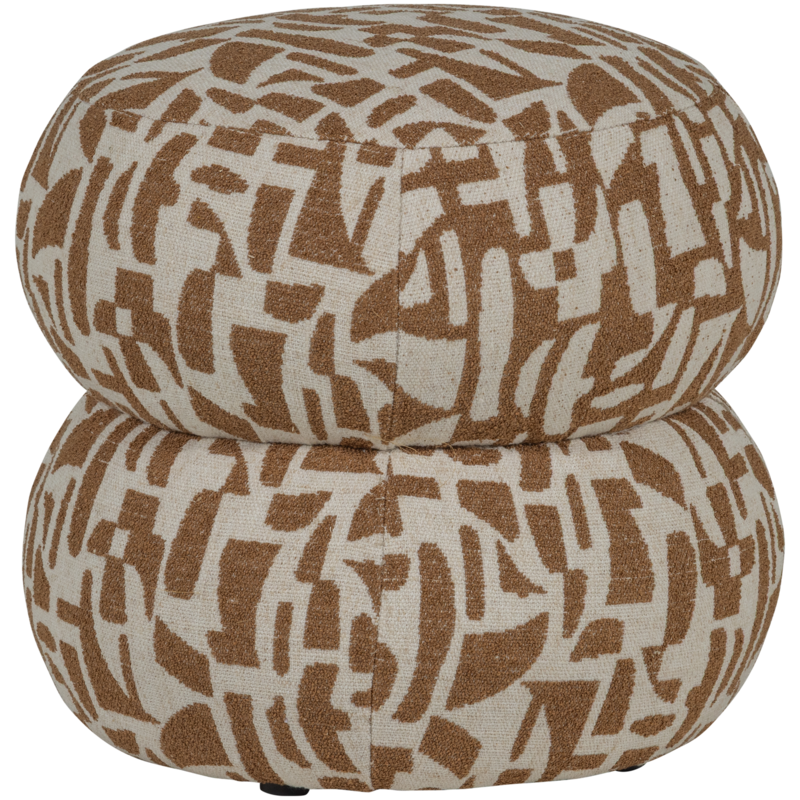 WOOOD-collectie ANIC POEF MET GRAFISCH PATROON BRUIN