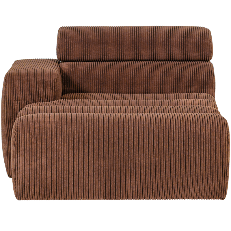 WOOOD-collectie Novi Chaise Longue Element Arm Links Ribstof Terra