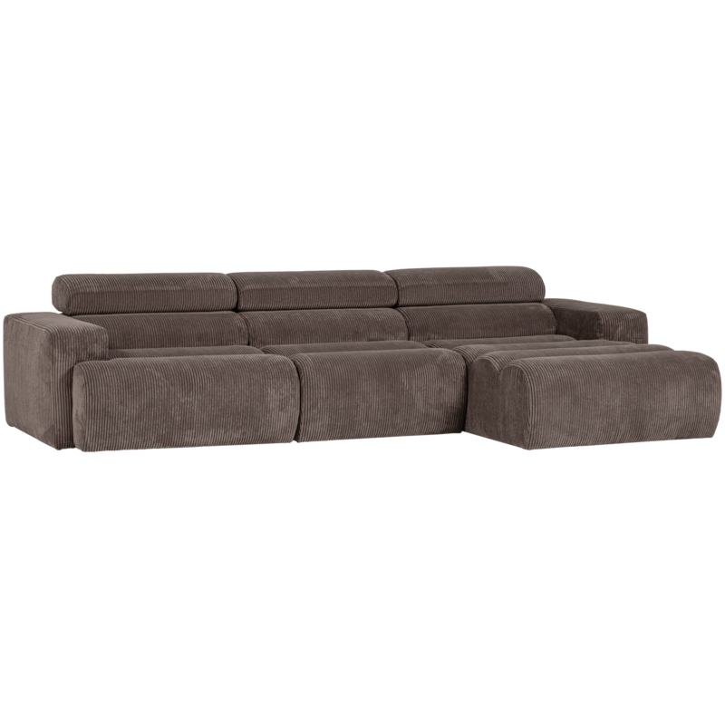 WOOOD-collectie Novi Chaise Longue Bank Rechts Ribstof Grijsbruin
