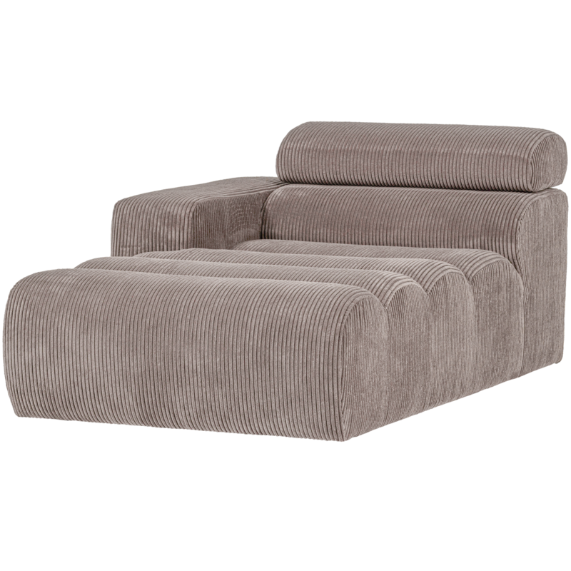 WOOOD-collectie Novi Chaise Longue Element Arm Links Ribstof Zand