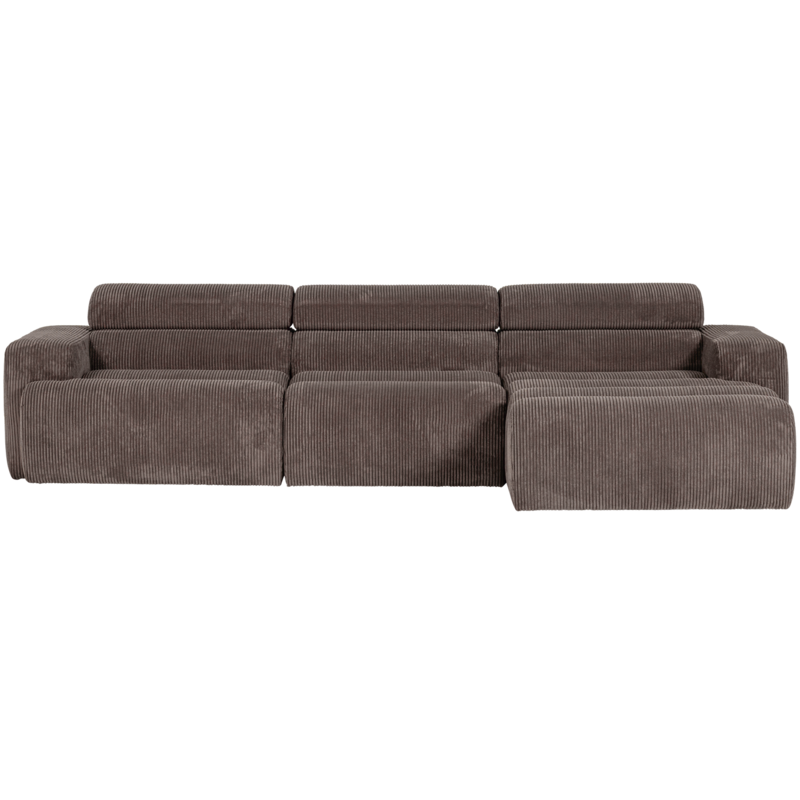 WOOOD-collectie Novi Chaise Longue Bank Rechts Ribstof Grijsbruin