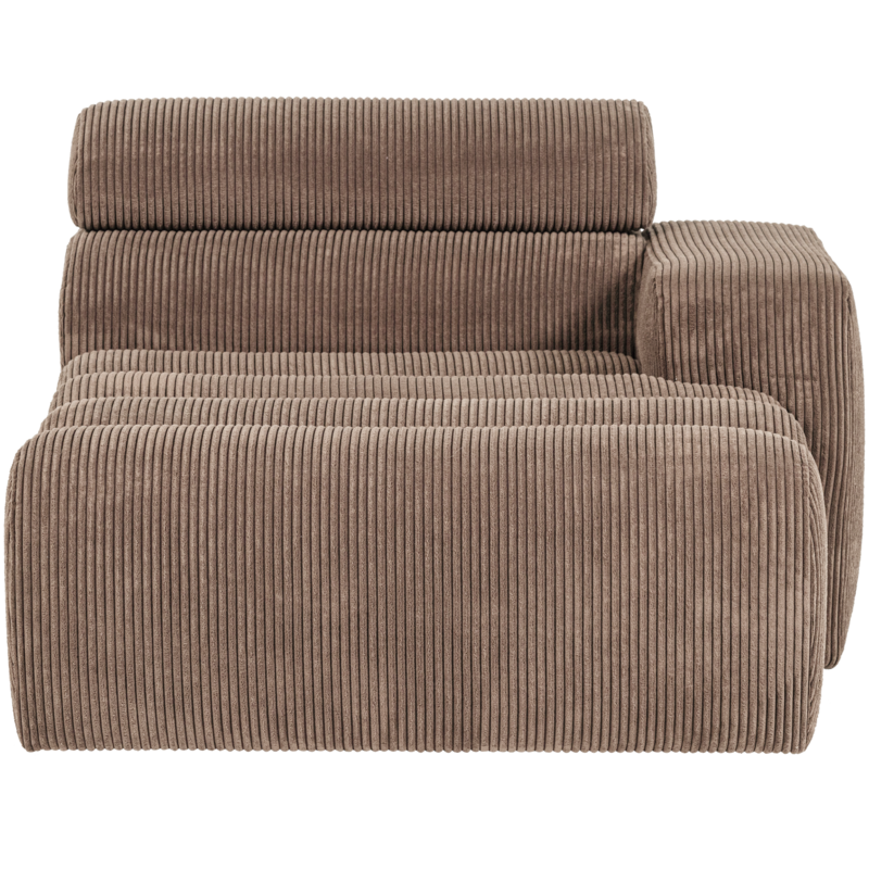 WOOOD-collectie Novi Chaise Longue Element Arm Rechts Ribstof Taupe