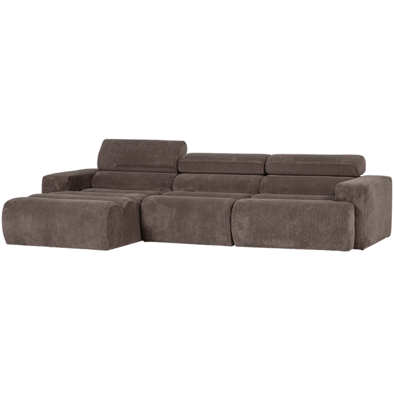 WOOOD-collectie Novi Chaise Longue Bank Links Ribstof Grijsbruin