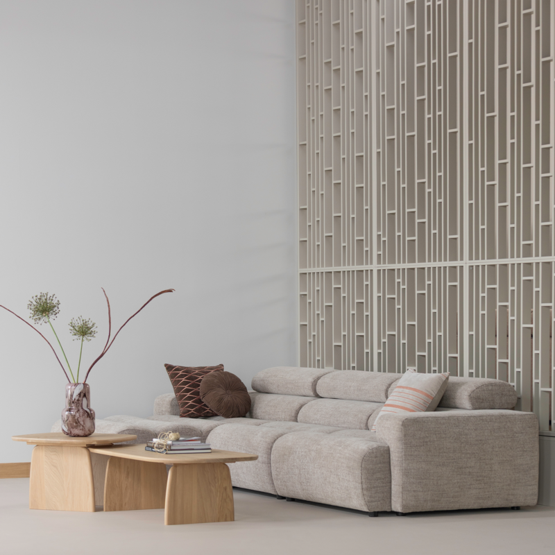 WOOOD-collectie Novi Chaise Longue Element Arm Links Naturel Melange